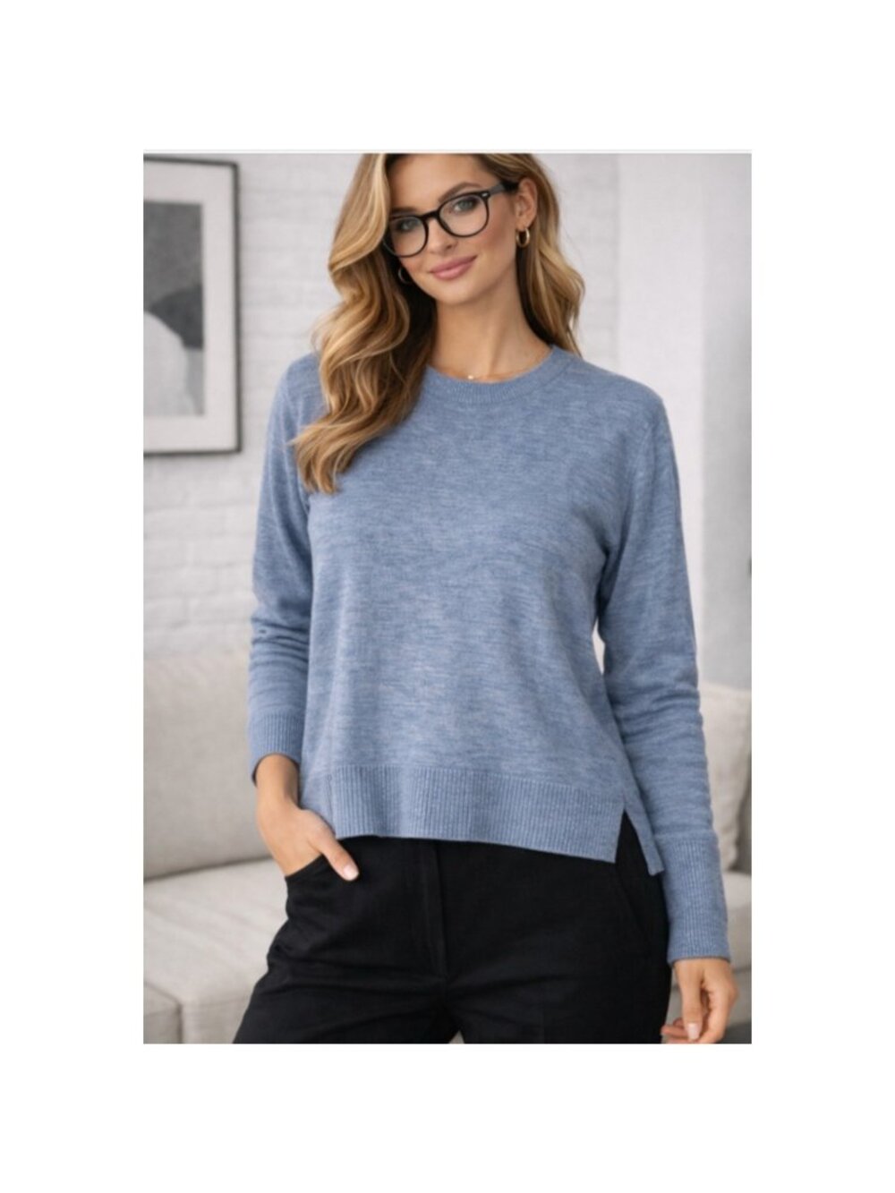 Acne Studios Zola Merino Wool‎ Sweater Womens M AW13 Blue Italy Archive Knit